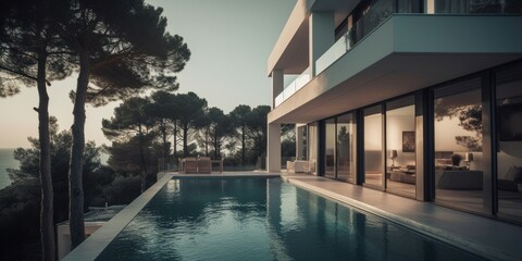 Fototapeta na wymiar Modern house, A Stunning Villa for Modern Living. Gen AI