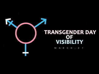 Concept illustration of Transgender day of visibility March 31on a black background. Transgender Day of Visibility Poster.