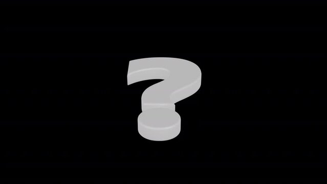 Rotating White Question Mark Loop Isolated on alpha background