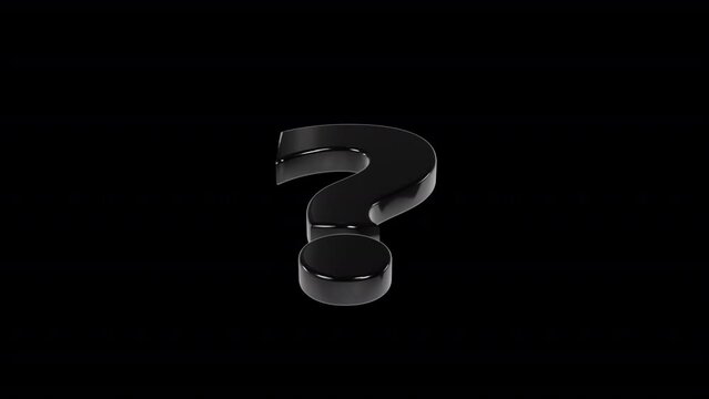 Rotating Black Question Mark Loop Isolated on alpha background