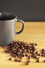 coffee beans and cup