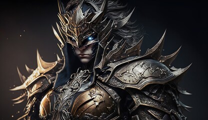 The Mighty Warrior: An Epic Anime Portrait of a Heroic Fighter. Generative Ai.