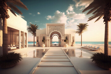 Obraz premium resort or hotel for beautiful beach tourism, generative ai