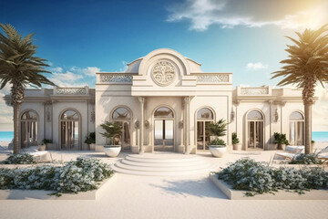 resort or hotel for beautiful beach tourism, generative ai