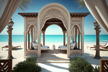 Naklejka premium resort or hotel for beautiful beach tourism, generative ai