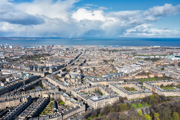 city aerial view of Edinburgh