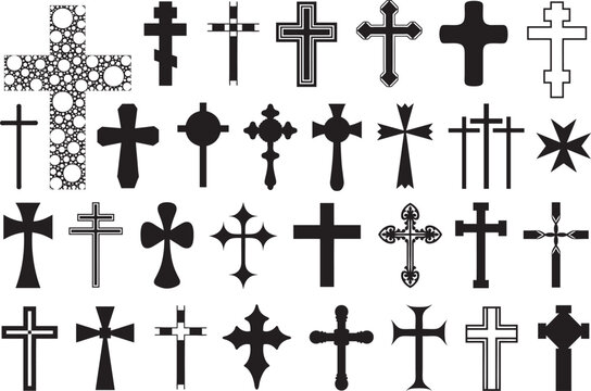 Collection of different crosses isolated on white