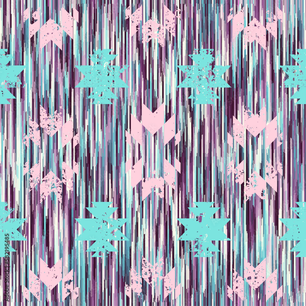 Poster Geometric abstract grunge vintage pattern. Aztec style. Seamless vector image.