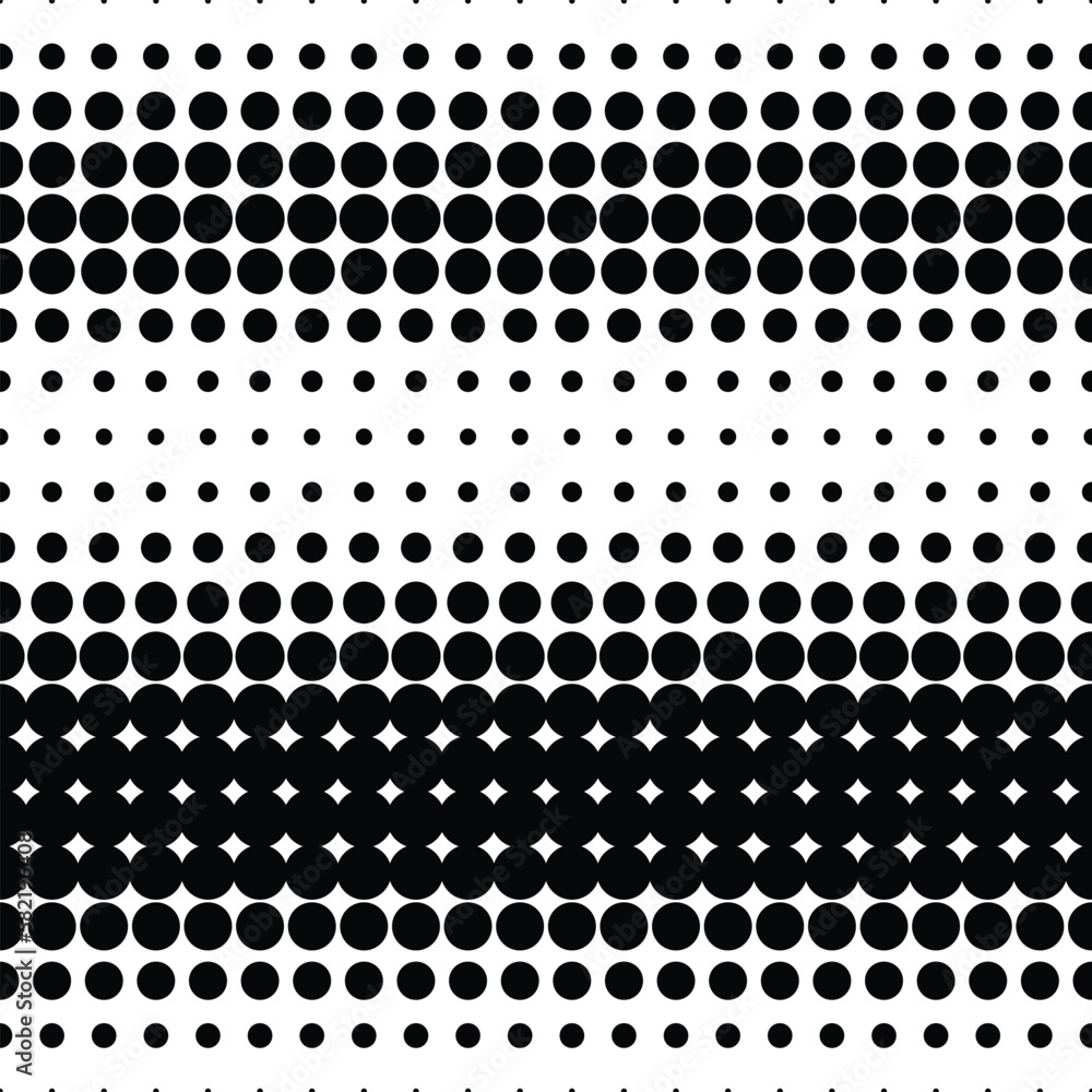 Poster black and white halftone background. abstract round circle shapes pattern dotted backdrop.