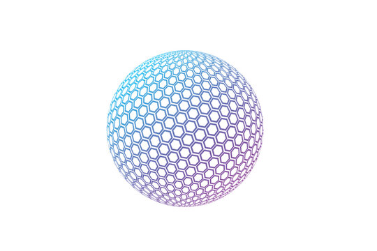 abstract shape gradient hexagon ball