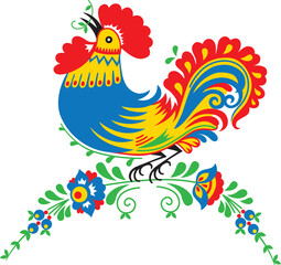Rooster. Traditional moravian folklore ornament. - 582198262
