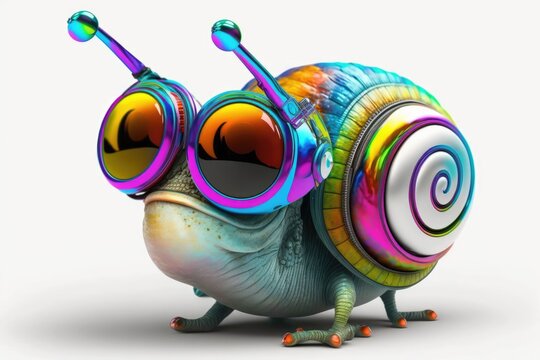  Snail Smilecore Medium Full Shot Punk Colorful. Generative AI