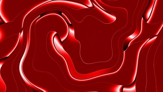 abstract red color shiny striped trendy twist curve fluid liquid animation background