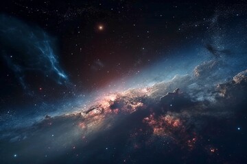 Fototapeta premium Vibrant Andromeda Galaxy, Cosmic Starscape, Dazzling Outer Space Exploration, Generative Ai