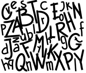 alphabet letters a to z in brush stroke style on white background