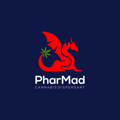 Canabis And Dragon Symbol  Logo Designs Vector