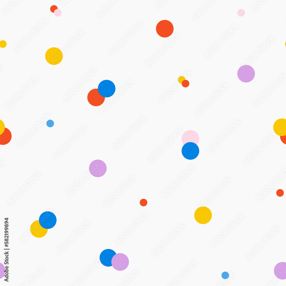 Poster vector seamless pattern with colorful dots on a white background. repetitive elements. childrens ill