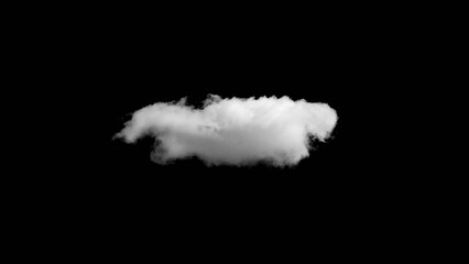 White cloud isolated on a dark background. Black and white atmospheric template. Dramatic clouds