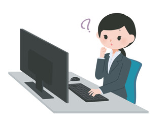 デスクワークの女性　スーツ