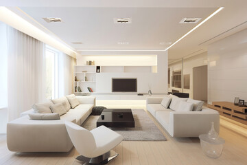 modern luxury living room, furnitures, generative ai