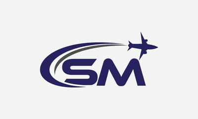 Tour and travel logo design, Airline agency symbol and aviation company monogram vector	