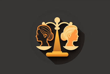 Themis illustration gold scales on a gray neutral background 2D 