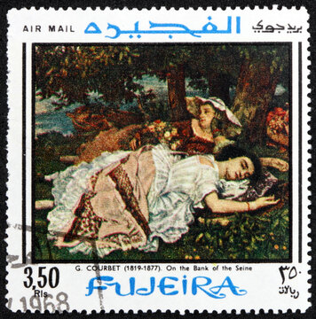 Postage stamp Fujeira 1968 painting by Gustave Courbet