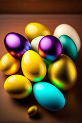 easter eggs on wooden background