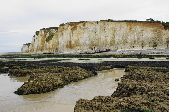 White Chalk Cliffs at Pourville-sur-Mer, Normandie, France