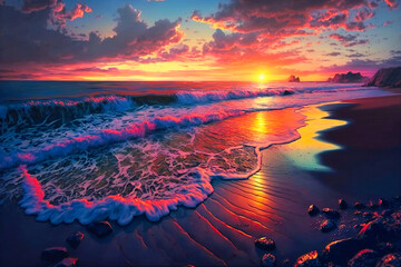 Breathtaking sunsets over the ocean, painting the sky with vibrant hues