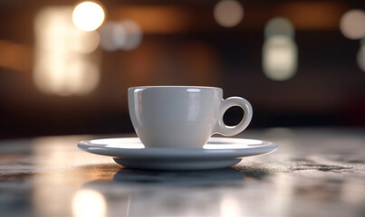 Obraz premium espresso coffee cup on the table caffe bokeh banner dark background generative ai