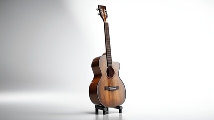 Acoustic guitar is isolated on the white background