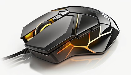 A gaming mouse, with a sleek design for high-performance gameplay. Isolated on a white background.  generative ai