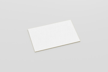 Business card with gold trim mockup. Single business card on white background. Side view