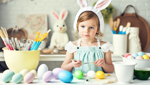 Happy Easter holiday concept in a festive springtime image of family fun