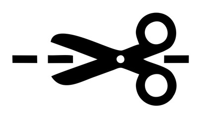 cut here scissors icon isolated on transparent. - obrazy, fototapety, plakaty