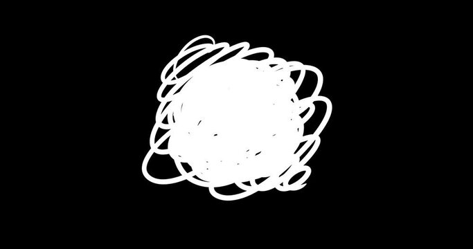 Set of Animated Hand Drawn Scribbles, Spots and Blobs. Doodle marker. Frame icon, White Highlight Elements. Loop animation with Alpha channel.