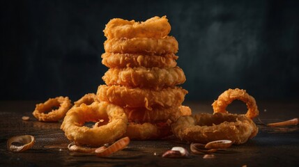 Fried crunchy onion rings, generative ai