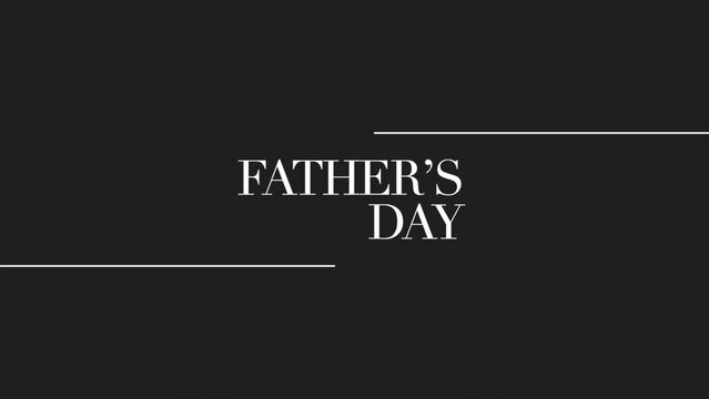 Fathers Day text with lines on black fashion gradient, motion abstract holidays, family and promo style background
