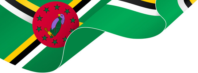 Dominica  flag wave isolated on png or transparent background