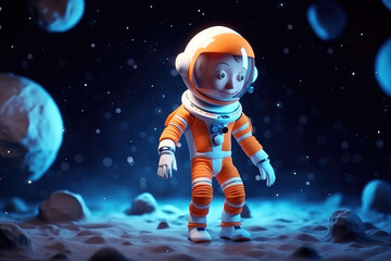 Fototapeta na wymiar Kid astronaut space explorer. sketch art for artist creativity and inspiration. generative AI