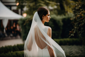 woman with a bridal veil. generative AI	
