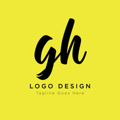 Fototapeta premium Cursive Hand Written Letter GH Logo Design , GH Icon