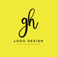 Fototapeta na wymiar Cursive Hand Written Letter GH Logo Design , GH Icon
