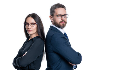 businesspeople isolated on white background, banner. businesspeople in studio