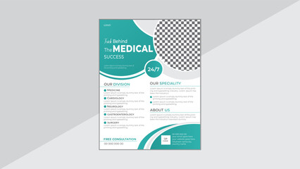 Modern Medical Flyer Design Template. Healthcare leaflet layout. health doctor flyer design.Business medical  flyer Template.Print item, promotion,Marketing, vector.