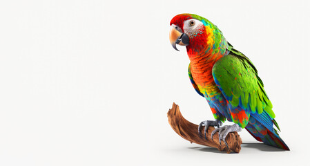 Fototapeta na wymiar Colorful parrot sitting on top of branch. Generative AI.