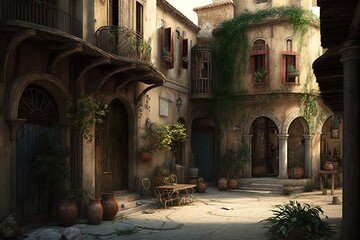 Fototapeta premium Charming Townscapes, generative AI
