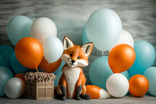 decoração de raposa com arco de balões 