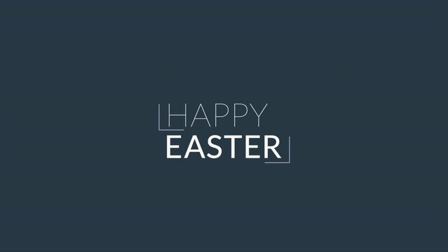 Happy Easter text on fashion blue gradient, motion abstract holidays, spring and promo style background